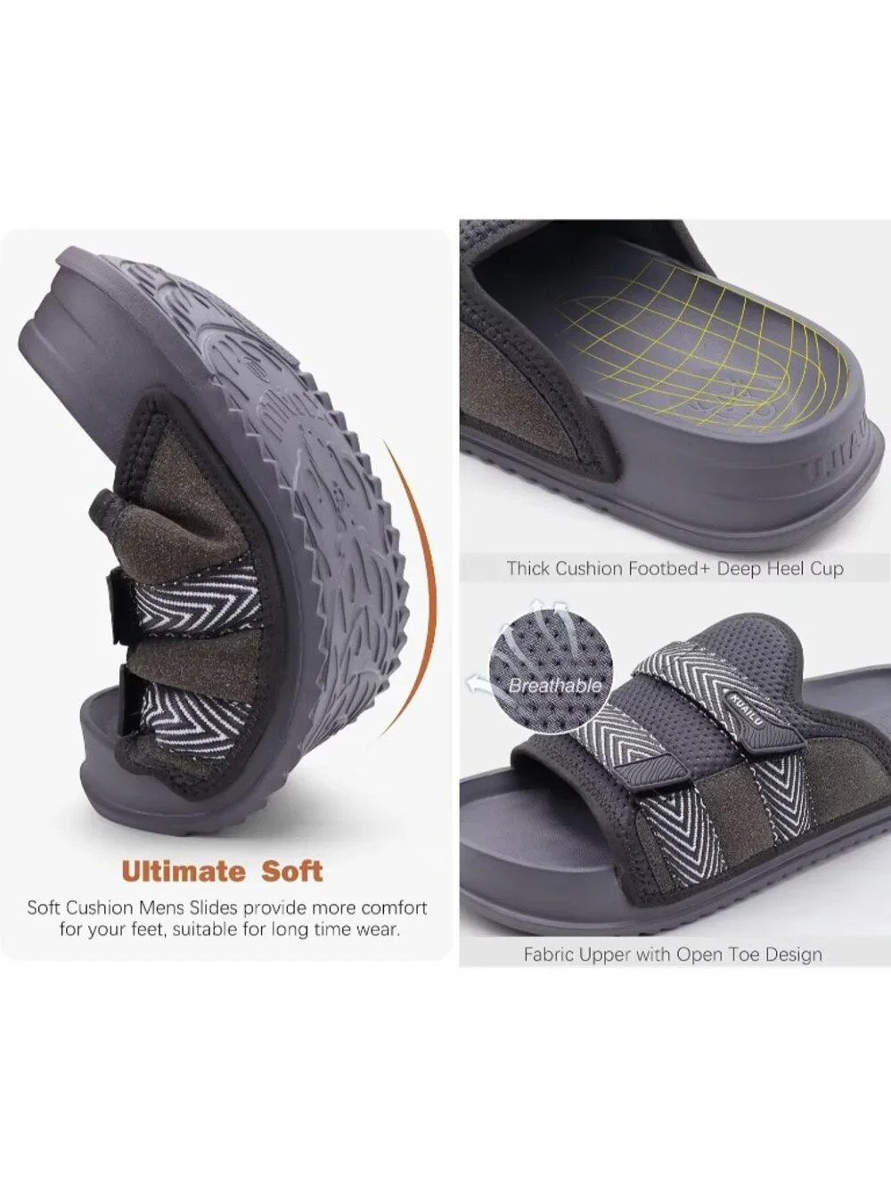 Mens Dark Grey Orthotic Arch Support Fabric Ultra Soft Comfort Fit Slipper Shoes